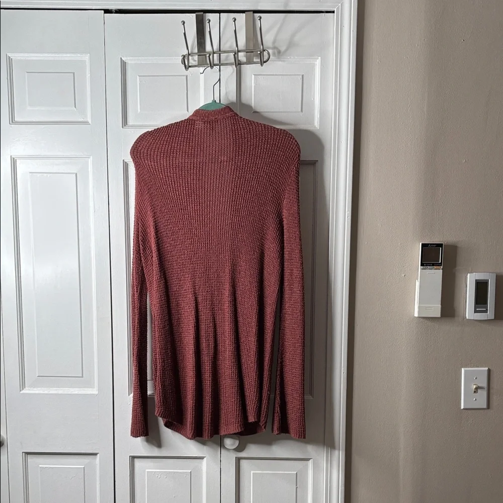 Express Open-Front Waffle Cardigan - Mauve Rose sz M